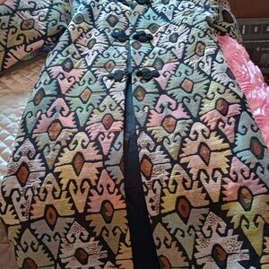 Patterned Women's Cape Coat